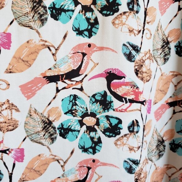 Talbots Floral Bird Button Front Tunic Top Roll Tab Sleeves Multi Size Womens 2X - Picture 10 of 11